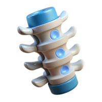 melancholic spectacular Concept art style, hyper-specific render of a biomechanical spine segment with hydraulics, isolated cutout with Transparent Background handcrafted png