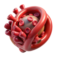 stunning iconic Hyper-specific, photorealistic render of a biomechanical blood vessel with nanobots, isolated cutout with Transparent Background png