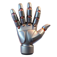 radiant inspired Concept art style, professional render of a biomechanical hand with articulated fingers, isolated cutout with Transparent Background png