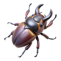 exemplary rustic Hyper-specific, isolated cutout concept art style professional render of a single rhinoceros beetle with Transparent Background crisp png