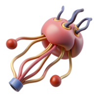 wonderful signature Hyper-specific, photorealistic render of a biomechanical nerve ending with electrical connections, isolated cutout with Transparent Background png