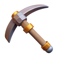 immaculate timeless Hyper-specific, concept art style, professional render of an isolated cutout, dwarf's mining pickaxe with a worn handle with Transparent Background png