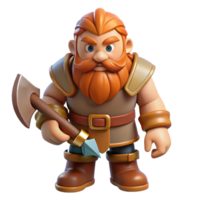 impressive ethereal classic A stylized dwarf, bearded, holding an axe with Transparent Background original png