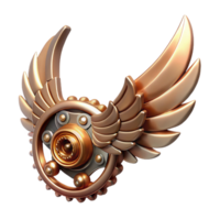 glorious bohemian Steampunk wing with articulated metal feathers and gears with Transparent Background authentic png