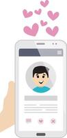 Man Dating App Profile on Smartphone Screen vector