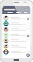 Mobile Chat Application, Contact List on Smartphone Screen vector