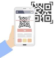 Smartphone with QR Code Scanning on Screen vector
