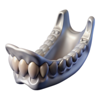 reflective splendid Isolated cutout, ultra-detailed, biomechanical jawbone with reinforced structure with Transparent Background high quality png