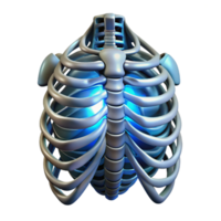 quintessential retro Isolated cutout, hyper-specific concept art of a biomechanical ribcage with glowing energy conduits with Transparent Background handcrafted png