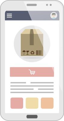 Smartphone with Box on Screen, Online Order