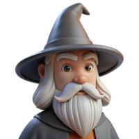 notable rustic A wise old wizard, with a long white beard and pointed hat with Transparent Background refined png