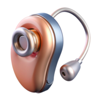 dramatic romantic industrial Hyper-specific, photorealistic render of a biomechanical cochlear implant with advanced audio processing, isolated cutout with Transparent Background fine detail png