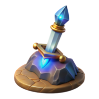 magnificent rare A gleaming magic sword, embedded in a stone with Transparent Background png