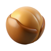 exceptional victorian Professional render hyper-specific image of a single macadamia nut, shelled, with Transparent Background artisan png
