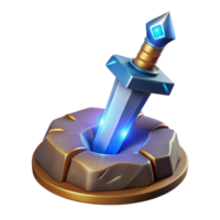 romantic majestic A gleaming magic sword, embedded in a stone with Transparent Background authentic png