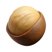 gorgeous tranquil baroque Professional render hyper-specific image of a single macadamia nut, shelled, with Transparent Background high quality png