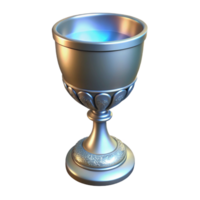 pristine traditional A single, ornate silver chalice, glowing with an inner light with Transparent Background high quality png