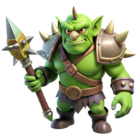 hypnotic melancholic impressionist A fierce orc warrior, wielding a spiked club with Transparent Background expertly shot png