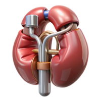 remarkable impressionist Hyper-specific, photorealistic render of a biomechanical artificial kidney, isolated cutout with Transparent Background masterfully captured png