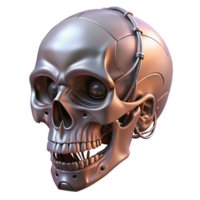 nostalgic gorgeous Professional render, ultra-detailed, photorealistic biomechanical skull with exposed wiring with Transparent Background top-tier png