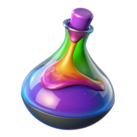 rare renaissance A magical potion bottle, swirling with colorful liquid with Transparent Background artisan png