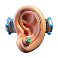melancholic exquisite Hyper-specific, concept art style, isolated cutout of a biomechanical ear with audio sensors and amplifiers with Transparent Background elite png