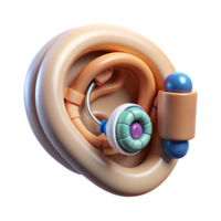 stunning intense baroque Hyper-specific, concept art style, isolated cutout of a biomechanical ear with audio sensors and amplifiers with Transparent Background premium png