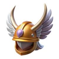 gorgeous reflective avant-garde A winged helmet, adorned with feathers and horns with Transparent Background 8K png