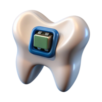 impressive sought-after Photorealistic, ultra-detailed render of a single biomechanical tooth with integrated data port, isolated cutout with Transparent Background png