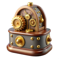striking iconic Steampunk music box with gears, clockwork, and a delicate melody with Transparent Background png