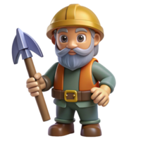 notable elegant A dwarf miner, holding a pickaxe with Transparent Background studio quality png