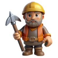 unparalleled organic A dwarf miner, holding a pickaxe with Transparent Background handcrafted png