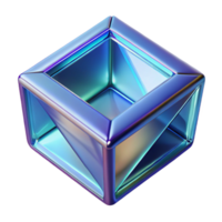 exquisite celebrated Hyper-specific professional render of an isolated, rotating, tesseract made of transparent glass Isolated cutout with Transparent Background png