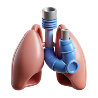 dramatic remarkable Hyper-specific, concept art style, isolated cutout of a biomechanical lung with integrated filtration system with Transparent Background png