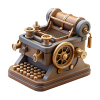nostalgic breathtaking Steampunk typewriter with intricate keys and a clockwork mechanism with Transparent Background premium png