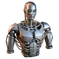 extraordinary organic Robot torso, exposed wires and mechanics, metallic plating with Transparent Background ultra HD png