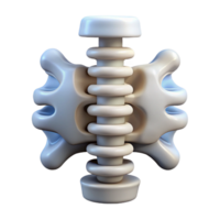 gorgeous unparalleled Photorealistic, ultra-detailed render of a single biomechanical vertebra with shock absorbers, isolated cutout with Transparent Background png