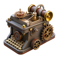 wonderful modern Steampunk typewriter with intricate keys and a clockwork mechanism with Transparent Background gallery standard png