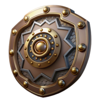 radiant renaissance Steampunk shield with intricate metalwork and clockwork details with Transparent Background fine detail png