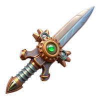 immaculate victorian Steampunk sword with intricate metalwork and gear-shaped hilt with Transparent Background premium png