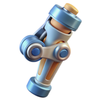 splendid intense futuristic Isolated cutout, concept art style, hyper-specific illustration of a biomechanical knee joint with hydraulic pistons with Transparent Background fine detail png