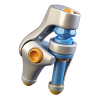 melancholic vibrant Isolated cutout, concept art style, hyper-specific illustration of a biomechanical knee joint with hydraulic pistons with Transparent Background expertly shot png