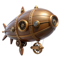 melancholic splendid Steampunk zeppelin miniature with intricate details and gears with Transparent Background museum quality png