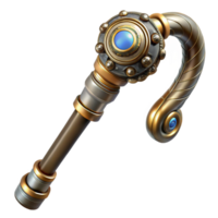 sought-after avant-garde Steampunk cane with intricate metalwork and hidden gadgets with Transparent Background top-tier png
