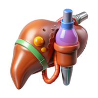 glorious bold avant-garde Hyper-specific, concept art style, isolated cutout of a biomechanical liver with integrated chemical processing unit with Transparent Background elite png