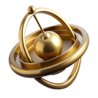impressive abstract Hyper-specific professional render of an isolated, rotating, gyroscope made of polished brass Isolated cutout with Transparent Background high resolution png