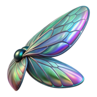inspired gothic Alien insect wing, chitinous structure, iridescent colors with Transparent Background perfect clarity png