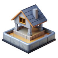 joyful magnificent House foundation concrete structure, with Transparent Background impeccable png