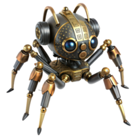 romantic splendid Steampunk robotic spider with articulated legs and intricate gears with Transparent Background impeccable png