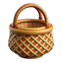 fascinating playful contemporary Hyper-specific, professional render of an intricately woven tribal basket with geometric patterns with Transparent Background museum quality png